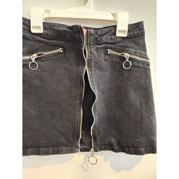 ZARA Mini Skirt zippered jeans women size Small Steampunk New Preppy Grunge - Picture 8 of 8